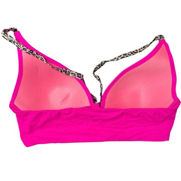 Victoria Secret Lightly Lined Plunge Pink/Cheetah Print Bralette 34C - Picture 2 of 5